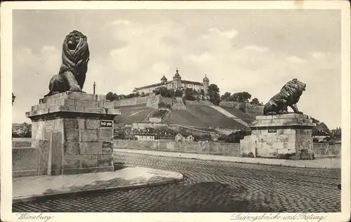 Wuerzburg Ludwigsbruecke u.Festung Kat. Wuerzburg