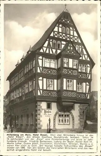 Miltenberg Main Hotel Riesen Kat. Miltenberg