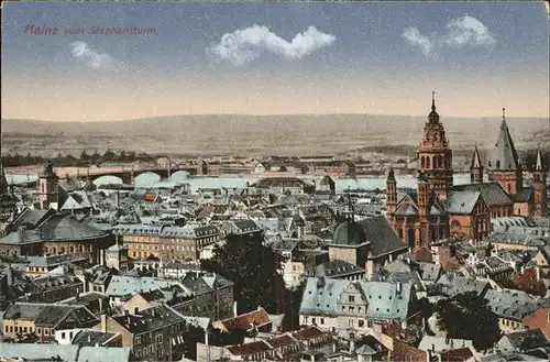 Mainz Rhein Blick vom Stephansturm / Mainz Rhein /Mainz Stadtkreis