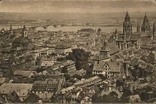 Mainz Rhein Blick vom Stephansturm / Mainz Rhein /Mainz Stadtkreis