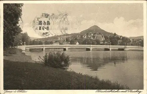 Jena Paradiesbruecke mit Hausberg Kat. Jena