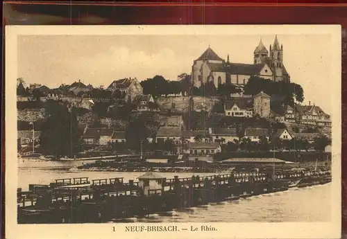 Breisach Rhein Blick von Frankreich aus Kat. Breisach am Rhein