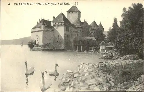 Chillon Chateau de Chillon Lac Leman Schwan Kat. Montreux