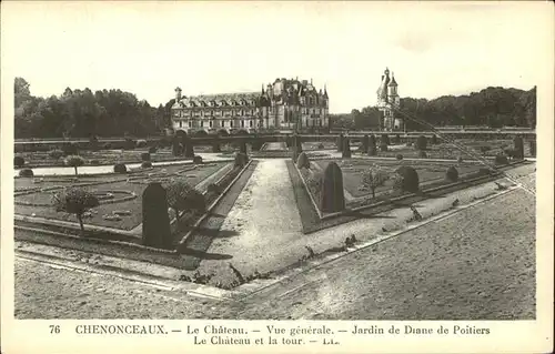 Chenonceaux Indre et Loire Chateau Jardin de Diane de Poitiers Kat. Chenonceaux
