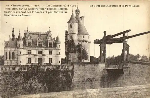Chenonceaux Indre et Loire Chateau Tour des Marques et Pont Levis Kat. Chenonceaux