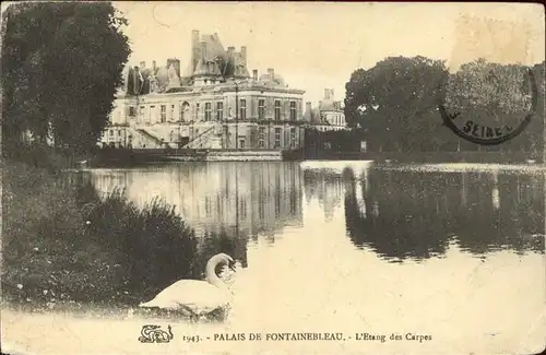 Fontainebleau Seine et Marne Palais Etang des Carpes Schwan Kat. Fontainebleau