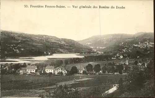 Bassin du Doubs Vue generale Frontiere Franco Suisse Kat. Villers le Lac