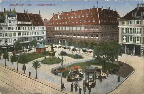 Strassburg Elsass Gutenbergplatz Pavillon Denkmal Pferdedroschke Kat. Strasbourg