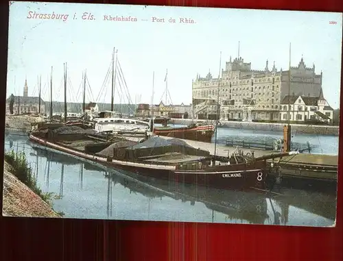 Strassburg Elsass Rheinhafen Kahn Port du Rhin bateau Kat. Strasbourg