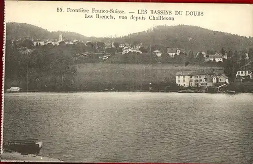 Bassin du Doubs Les Brenets vue depuis Chaillexon Frontiere Franco Suisse Kat. Villers le Lac
