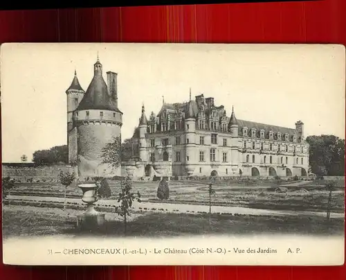 Chenonceaux Indre et Loire Chateau vue des Jardins Monument historique Kat. Chenonceaux
