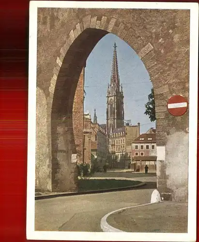 Mulhouse Muehlhausen Eglise St. Etienne vue du Bollwerk Kat. Mulhouse