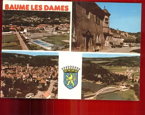 Baume les Dames Vue aerienne Piscine Pont Wappen Kat. Baume les Dames