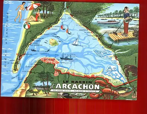 Arcachon Gironde Bassin d Arcachon uebersichtskarte Kat. Arcachon