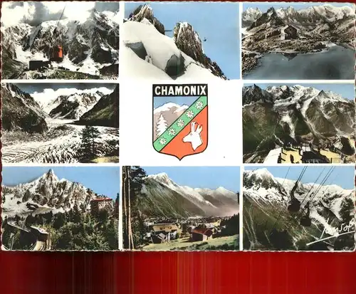 Chamonix Vue panoramique Glacier Station de Sports d Hiver Kabinenbahn Gletscher Wappen See Kat. Chamonix Mont Blanc