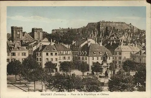 Belfort Alsace Place de la Republique Monument Statue Chateau Kat. Belfort