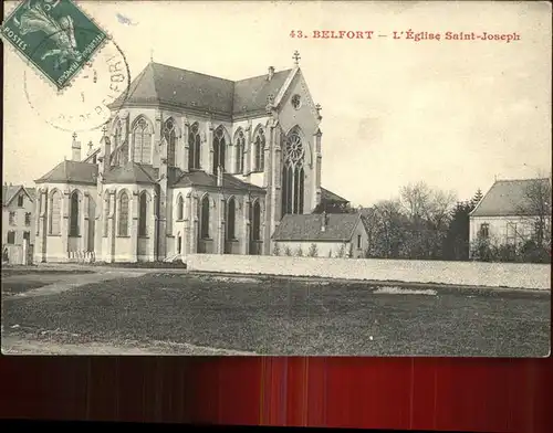 Belfort Alsace Eglise Saint Joseph Stempel auf AK Kat. Belfort