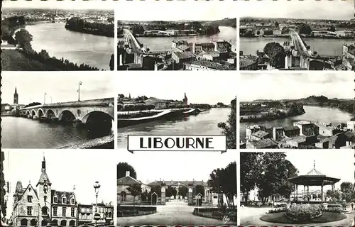 Libourne Dordogne Tertre de Fronsac Pont Hotel de Ville Caserne Jardin Public Kat. Libourne