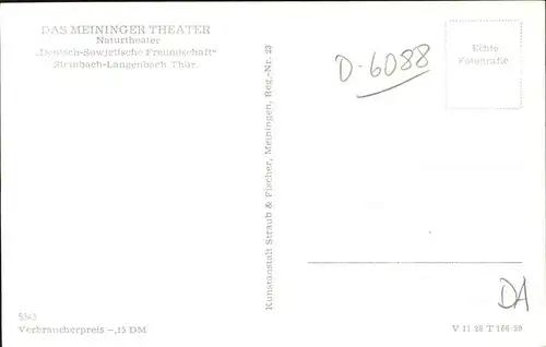 Freilichtbuehne Thingstaette Meininger Theater Steinbach Langenbach  Kat. Theater