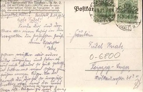 Hoehlen Caves Grottes Feengrotte Saalfeld mittlere Quellgrotte Kat. Berge