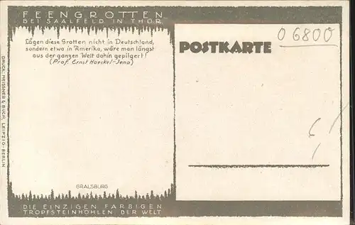 Hoehlen Caves Grottes Feengrotte Saalfeld Gralsburg Kat. Berge