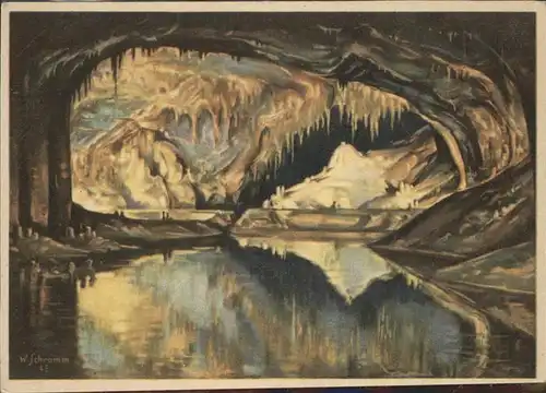 Hoehlen Caves Grottes Feengrotte Saalfeld Kuenstlerkarte W. Schramm  Kat. Berge