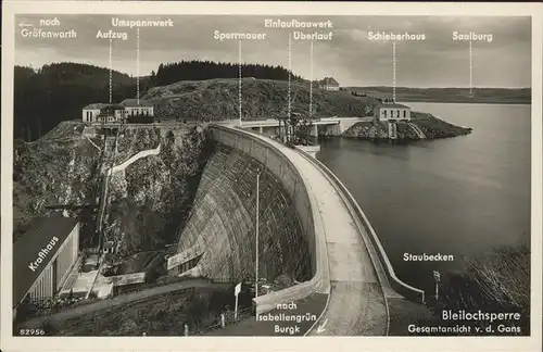 Staudamm Pumpspeicherkraftwerk Bleilochsperre Saalburg Schleberhaus Kat. Gebaeude