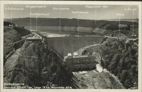 Staudamm Pumpspeicherkraftwerk Bleilochsperre Krafthaus Umspannwerk Kat. Gebaeude