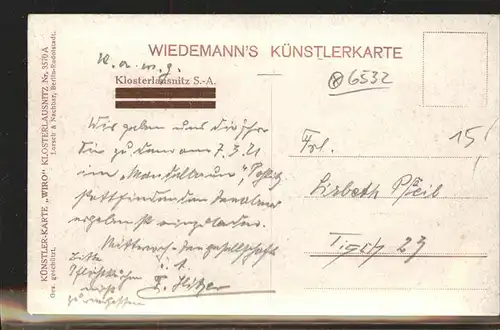 Verlag Wiedemann WIRO Nr. 3570 A Klosterlausnitz  Kat. Verlage