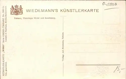 Verlag WIRO Wiedemann Nr. 3464 A Tabarz Thueringer Wald Inselsberg Kat. Verlage