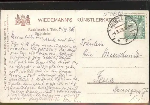 Verlag WIRO Wiedemann Nr. 3475 Rudolstadt Stadtkirche Kat. Verlage