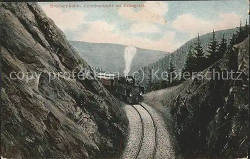 Brockenbahn Felseinschnitt Draengetal Kat. Bergbahn