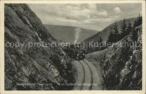 Harzquerbahn Brockenbahn Felseinschnitt Draengetal Kat. Bergbahn