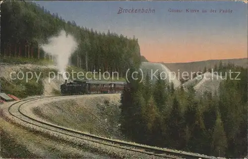 Brockenbahn Grosse Kurve an der Padde Kat. Bergbahn