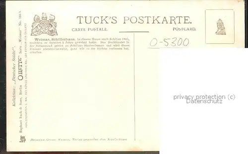 Verlag Tucks Oilette Nr. 168 B Schillerhaus Weimar  / Verlage /