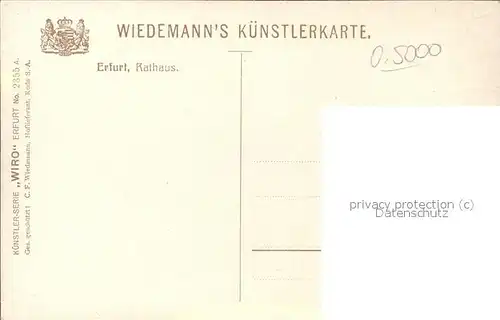 Verlag WIRO Wiedemann Nr. 2355 A Erfurt Rathaus Kat. Verlage