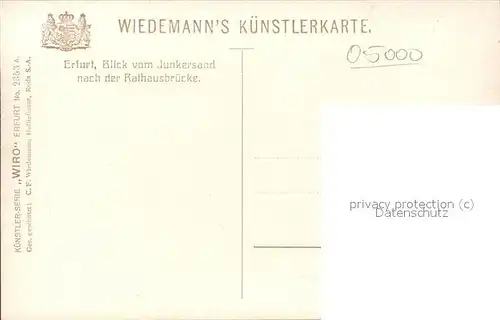 Verlag WIRO Wiedemann Nr. 2353 A Erfurt Rathauskirche Junkersand Kat. Verlage