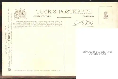 Verlag Tucks Oilette Nr. 168 B Weimar Schloss Tiefurt / Verlage /