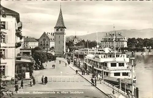 Dampfer Binnenschifffahrt Lindau Bodensee Hafenpromenade Altem Leuchtturm Kat. Schiffe