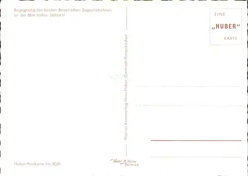 Zugspitzbahn Seilbahn Garmisch Partenkirchen Huber Karte Nr. 8028 Kat. Eisenbahn