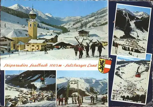 Skifahren Seilbahn Saalbach Dorfkirche  Kat. Sport