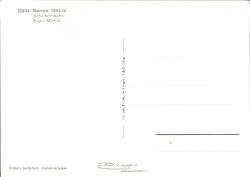 Seilbahn Muerren Schilthornbahn Eiger Moench / Bahnen /