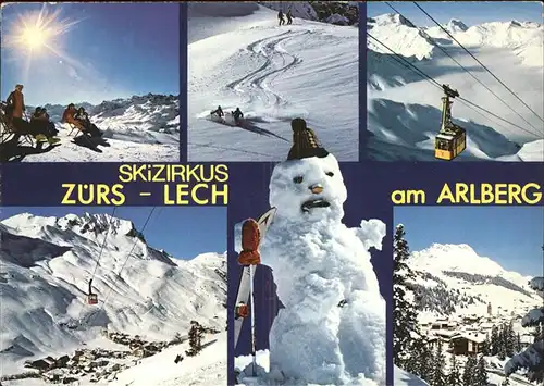 Schneemann Seilbahn Zuers Lech Arlberg Kat. Kinder