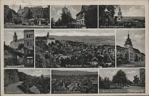 Rudolstadt Panorama mit Teilansichten Kat. Rudolstadt