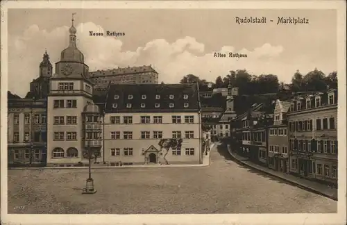 Rudolstadt Marktplatz mit altem und neuem Rathaus Kat. Rudolstadt