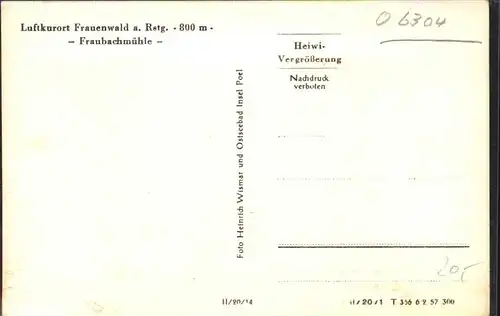 Frauenwald Thueringen Fraubachmuehle Kat. Frauenwald