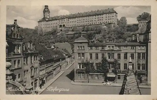 Rudolstadt Toepfergasse mit Schloss Kat. Rudolstadt