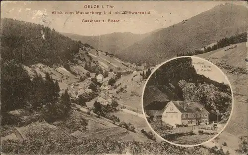 Oelze Gasthaus z. Ritter Blick vom Masserberg Kat. Katzhuette