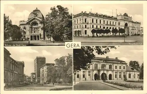 Gera Hauptbahnhof Stalinpark Gerichtsgebaeude Buehnen Kat. Gera