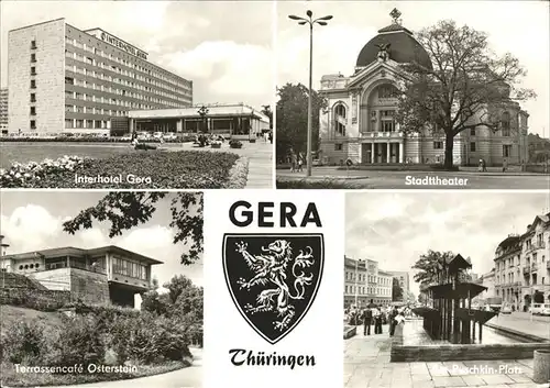 Gera Theater Interhotel "Gera" Cafe "Osterstein" Puschkin Platz Kat. Gera